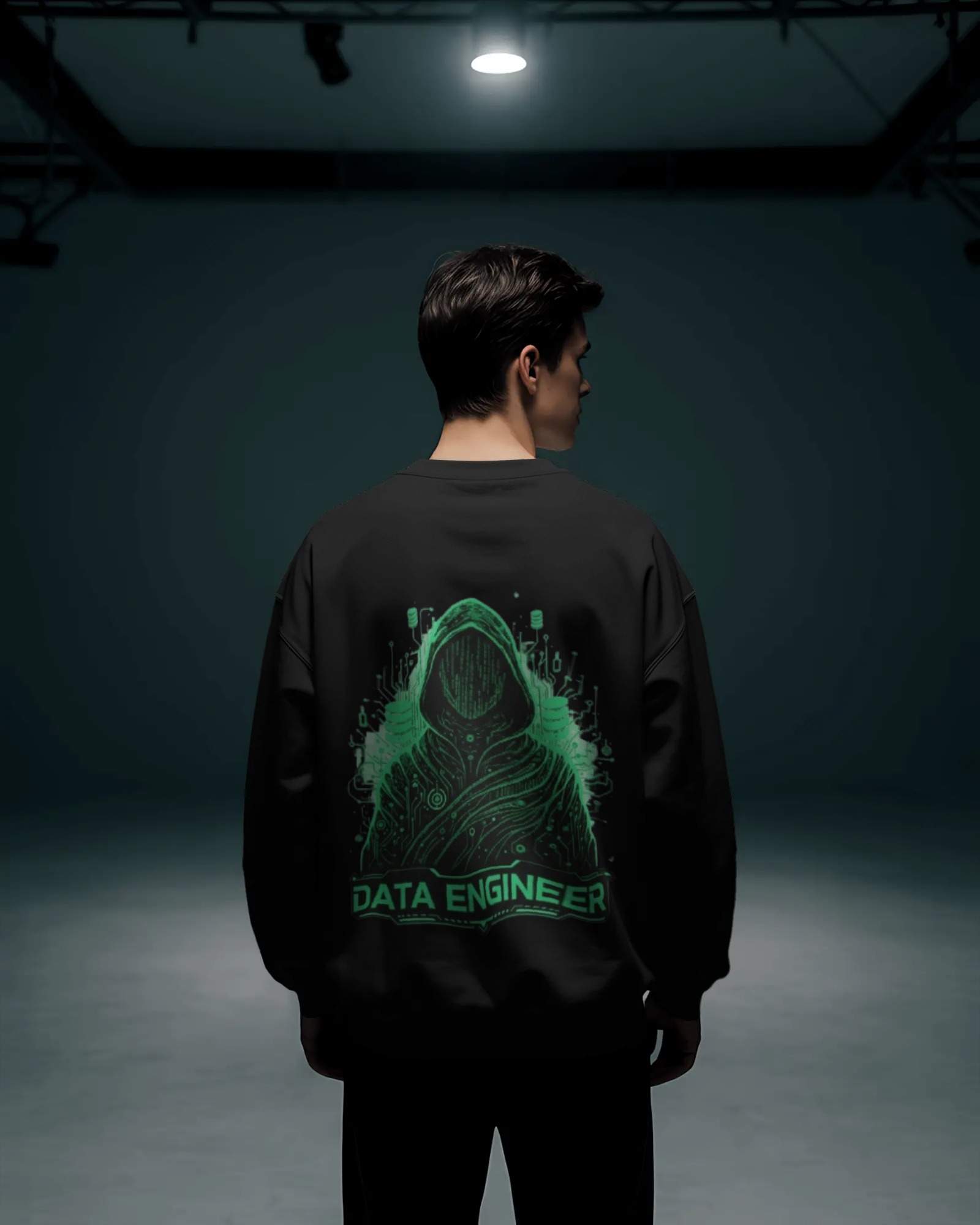 Data Engineer Cyberpunk Men Black Sweatshirts