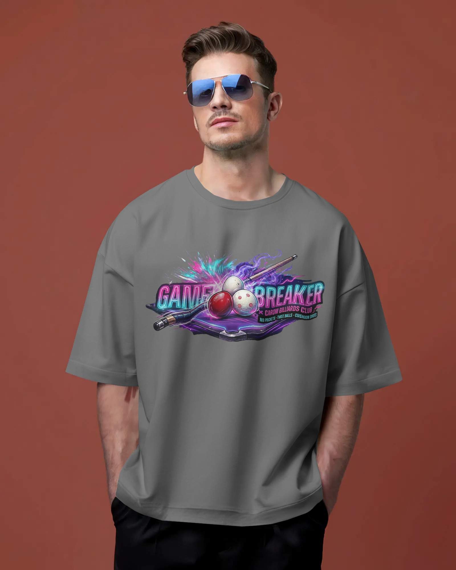 Game Breaker – Neon Billiards Edition Oversized Unisex Tshirts