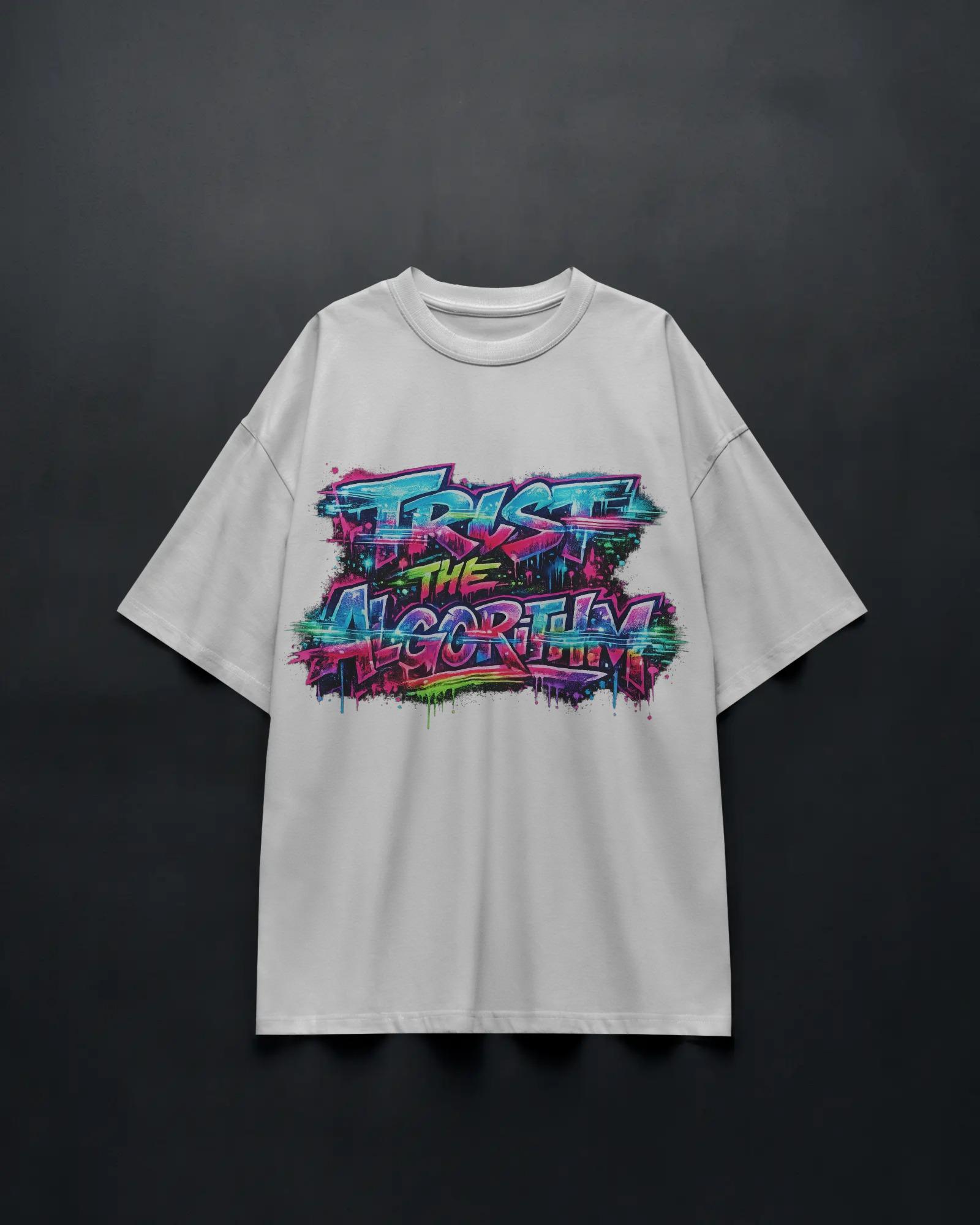 Trust The Algorithm: Neon Rebellion Oversized Unisex Tshirts - Image 3