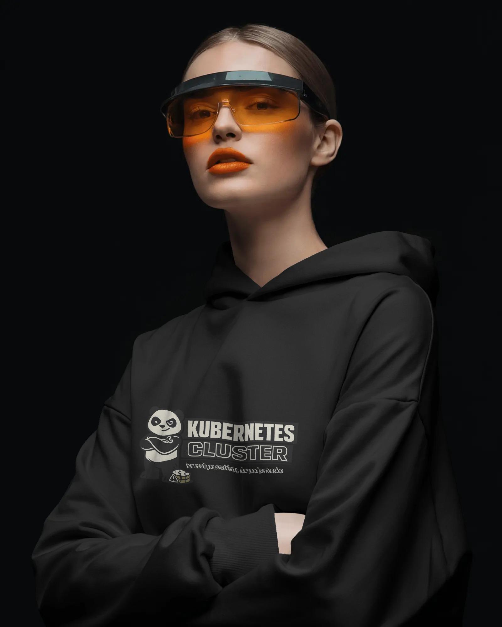 "node Problem" Panda Edition Unisex Black Hoodies