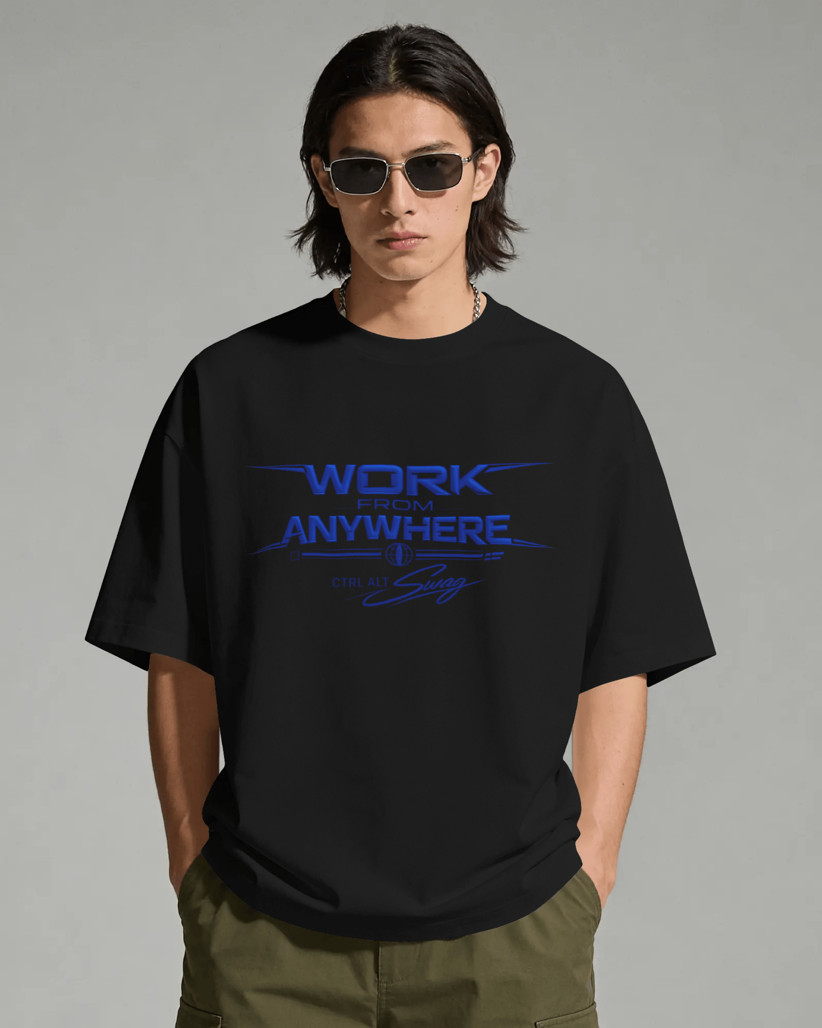 Ctrl Alt Swag – Work From Anywhere Oversized Unisext-Shirts - Image 2