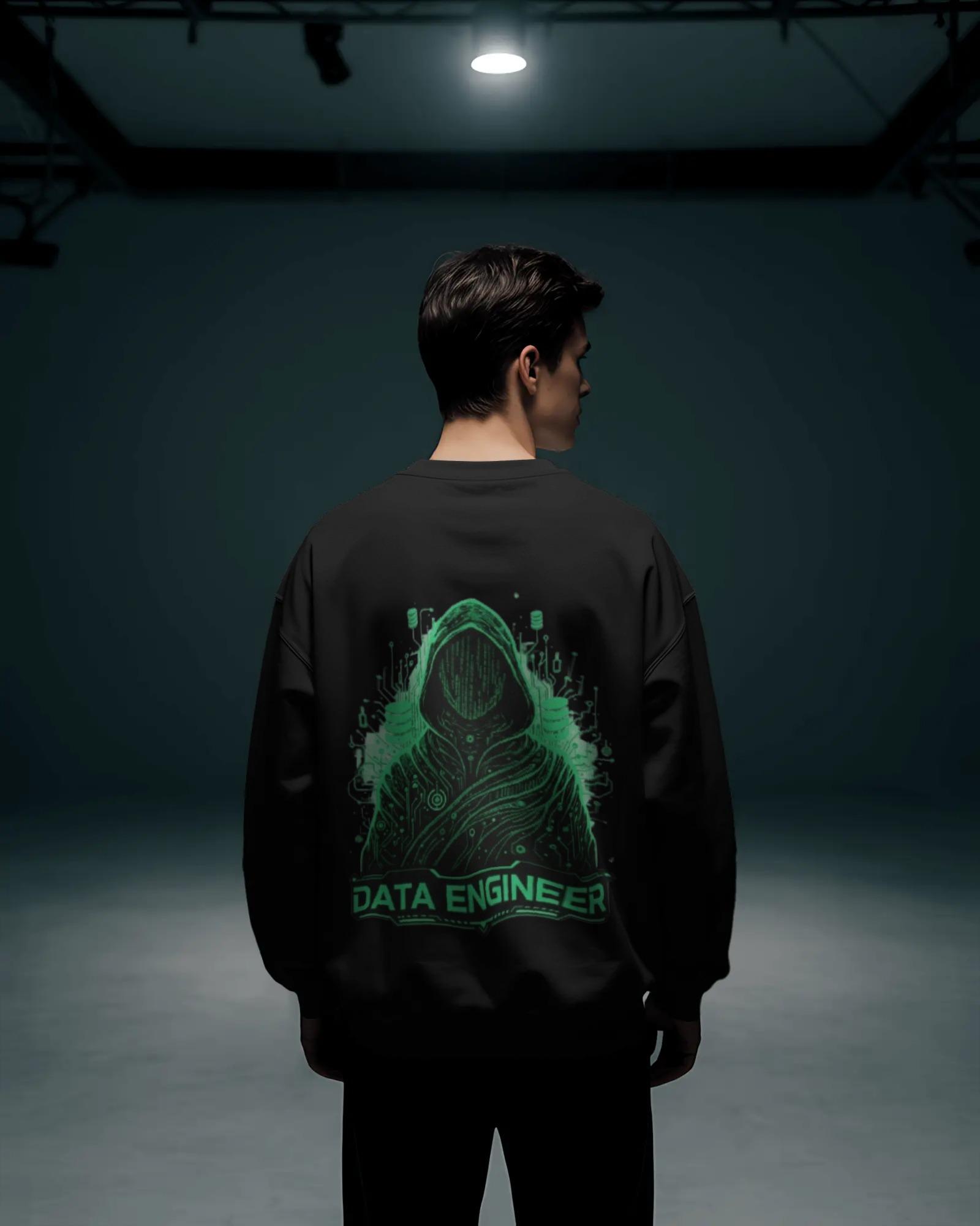 Data Engineer Cyberpunk Men Black Sweatshirts