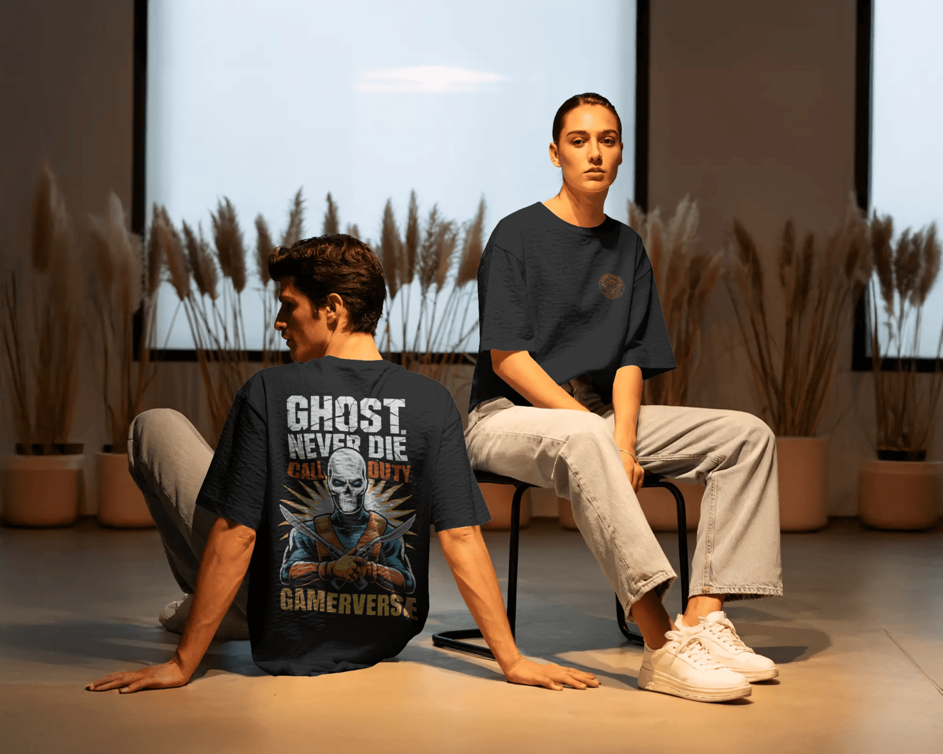 Gamerverse™ Ghost Never Die Oversized Unisex T-Shirts