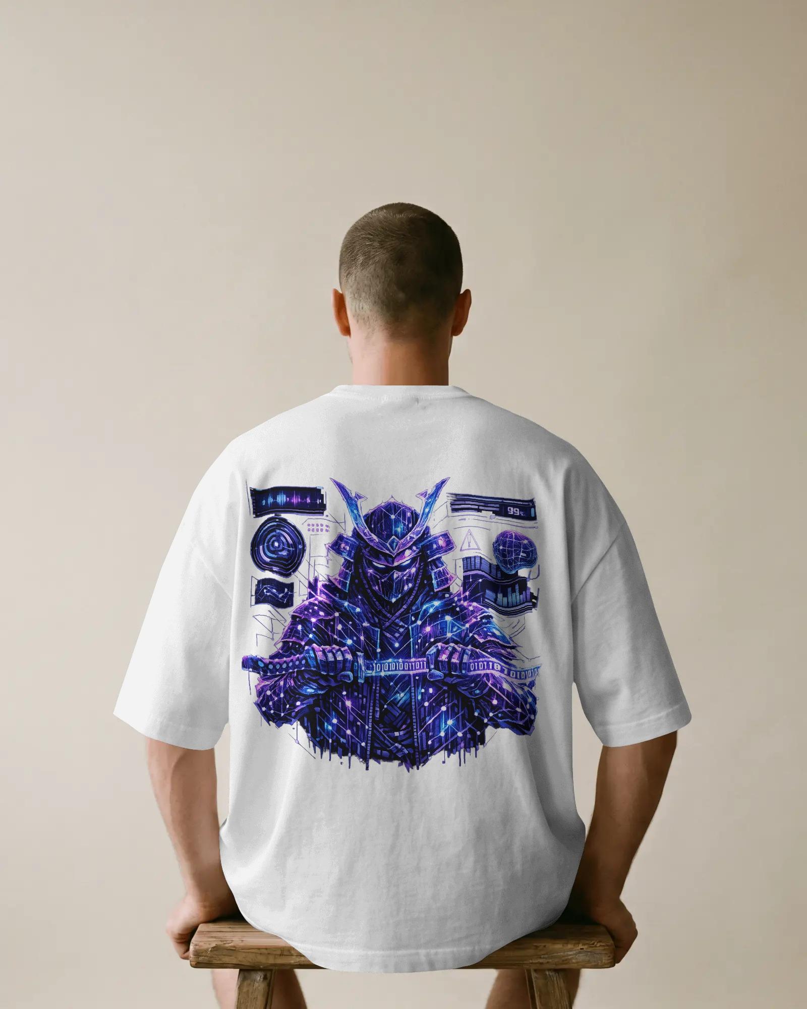 Digital Katana: Ghost In The Code Men Oversized Tshirts