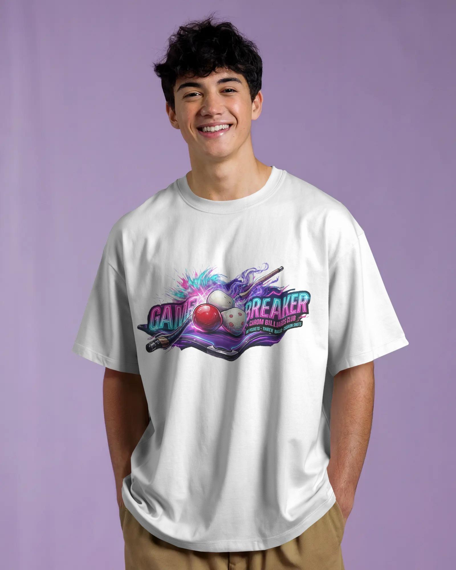 Game Breaker – Neon Billiards Edition Oversized Unisex Tshirts - Image 3