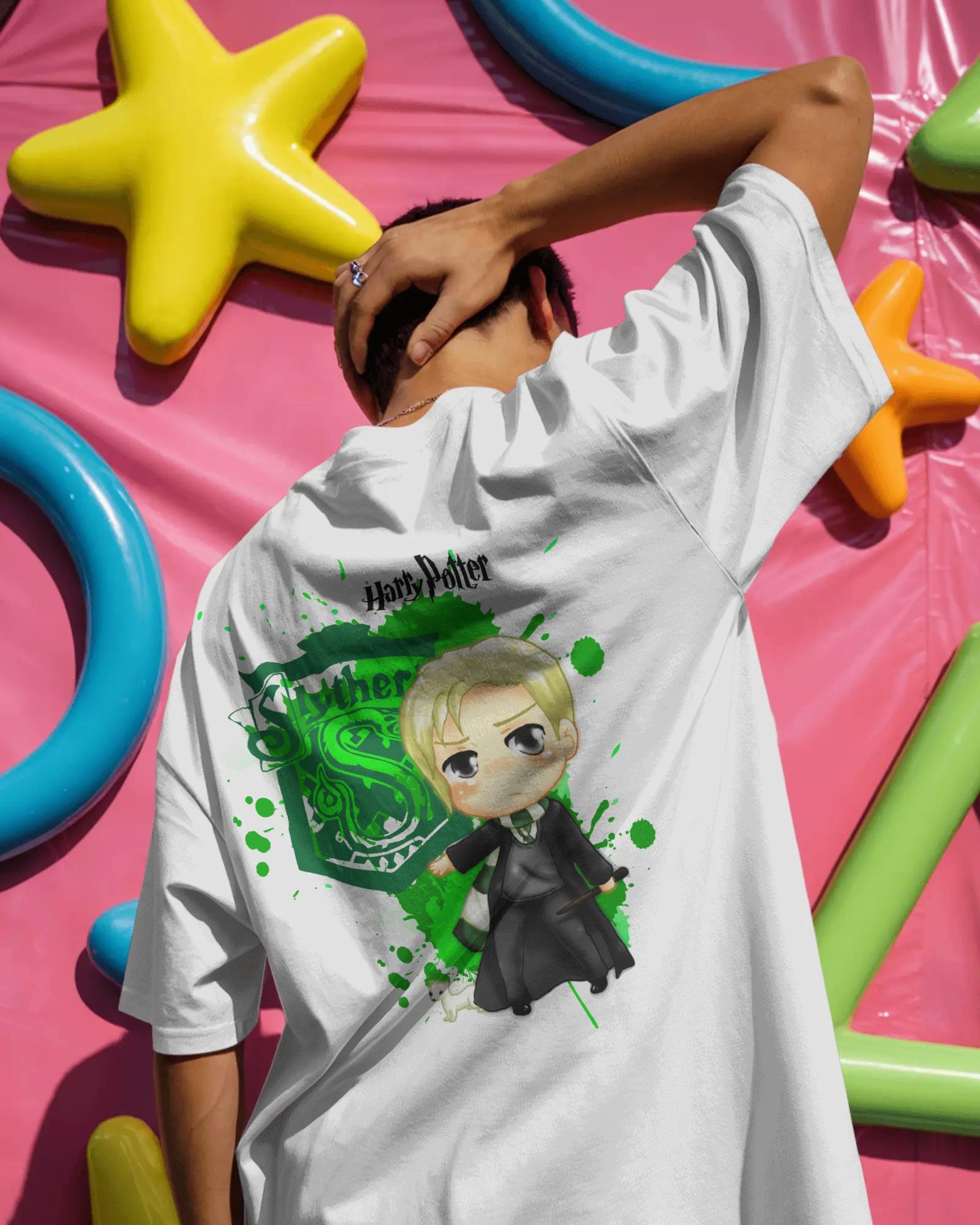 Chibi Slytherin Mascot Art Oversized Unisex Tshirts - Image 2