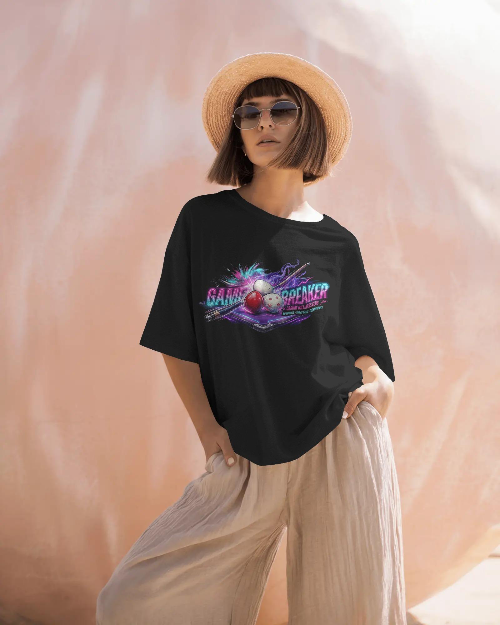 Game Breaker – Neon Billiards Edition Oversized Unisex Tshirts - Image 2