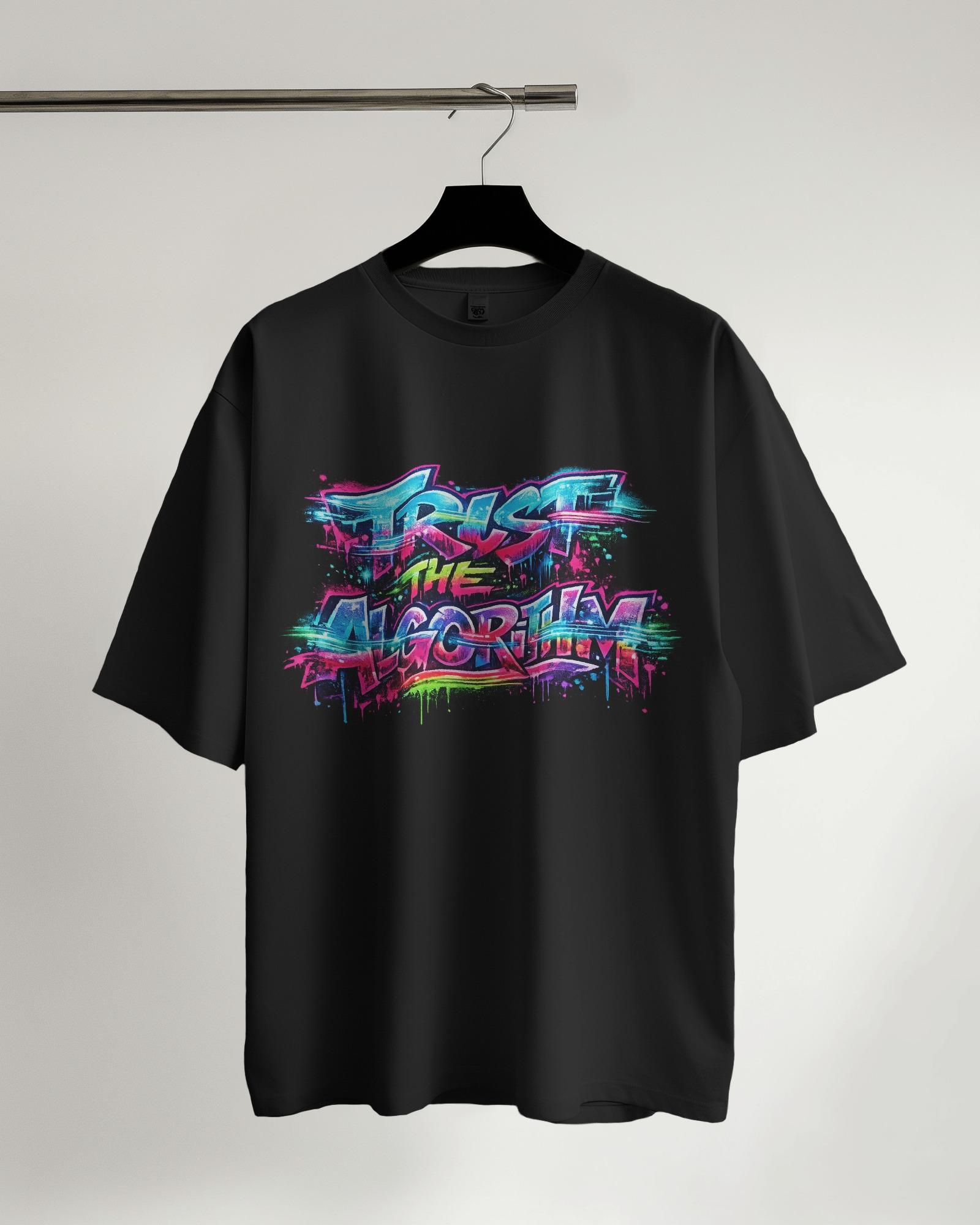 Trust The Algorithm: Neon Rebellion Oversized Unisex Tshirts - Image 2
