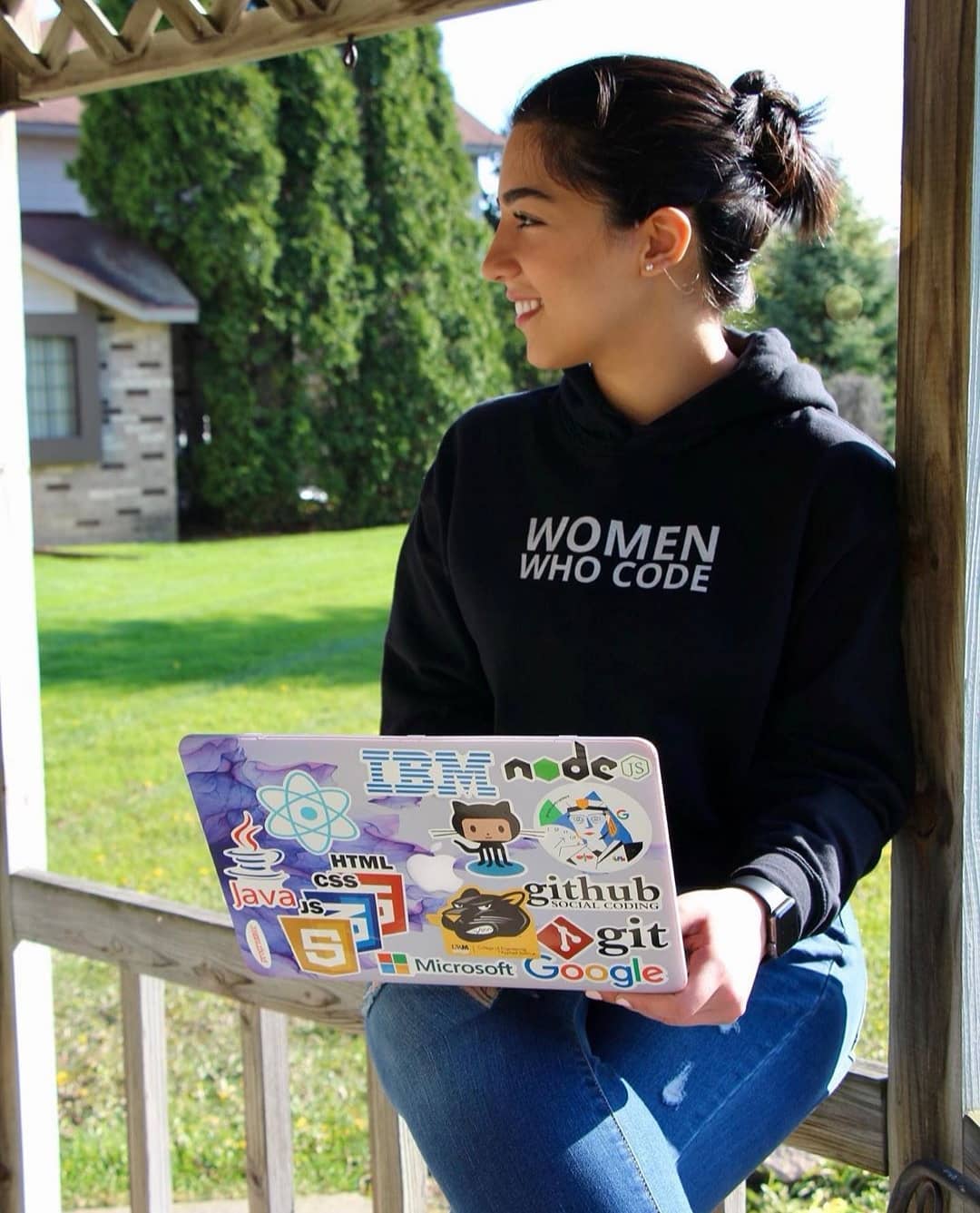 Women Who Code black hooded sweatshirt