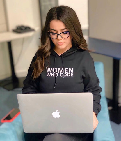 Women Who Code black hooded sweatshirt