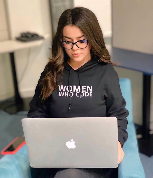 Women Who Code black hooded sweatshirt