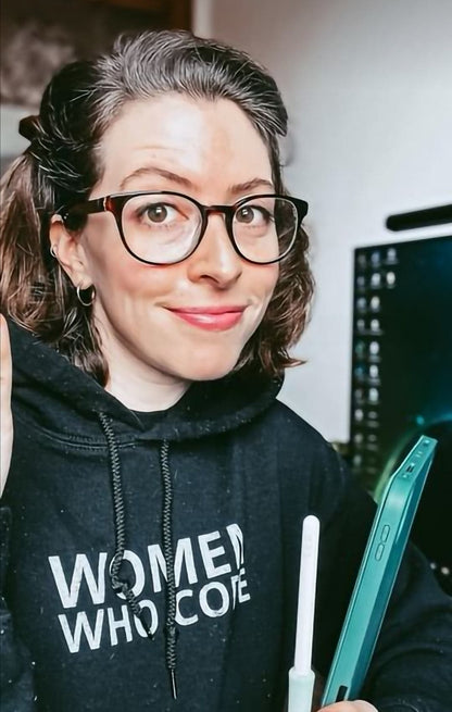 Women Who Code black hooded sweatshirt