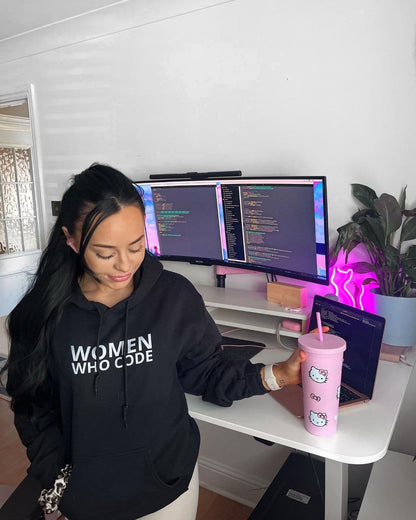Women Who Code black hooded sweatshirt